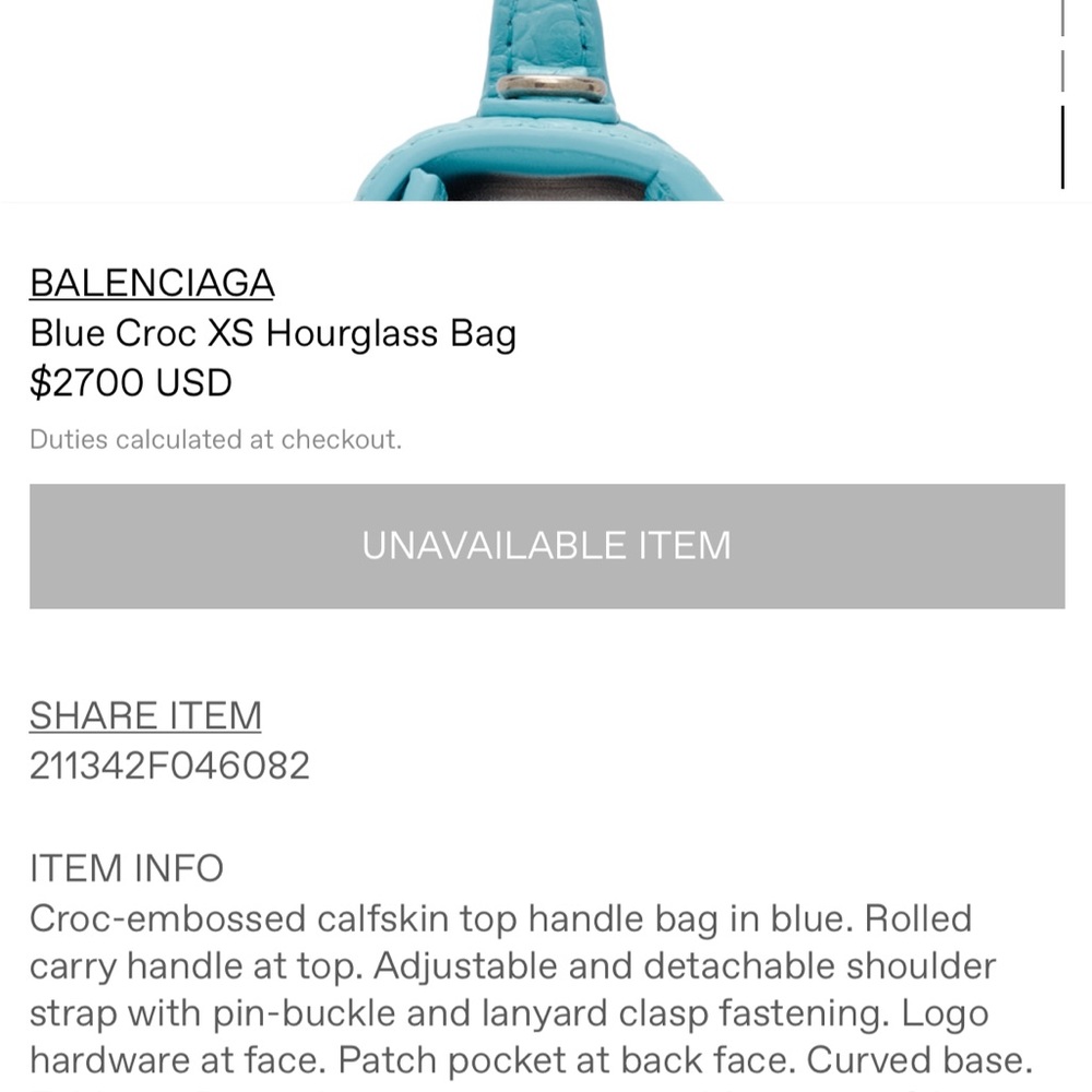 Balenciaga Turquoise Croc-Embossed Mini Bag - Picture 9 of 9
